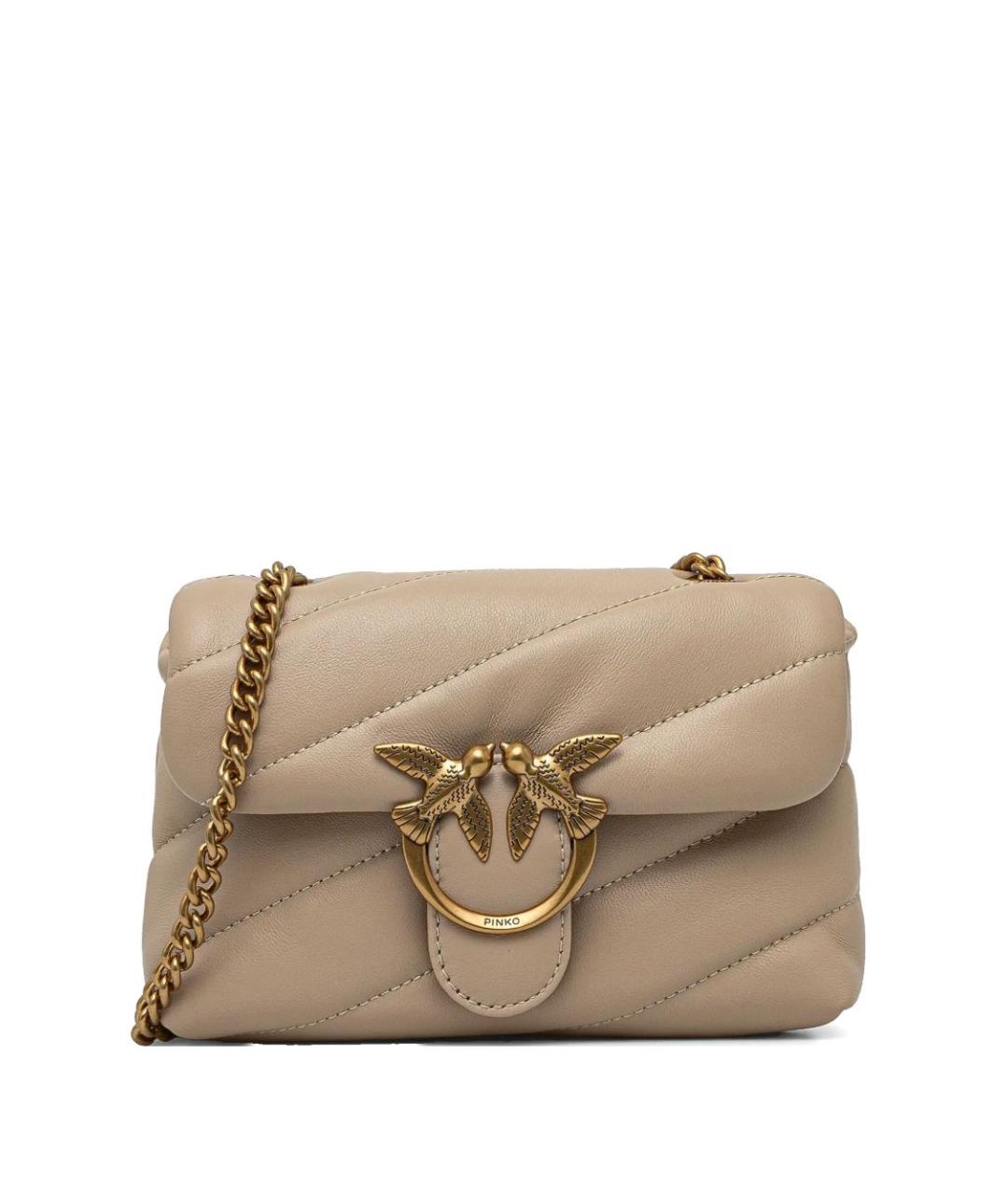 PINKO Бежевая кожаная сумка через плечо, фото 1