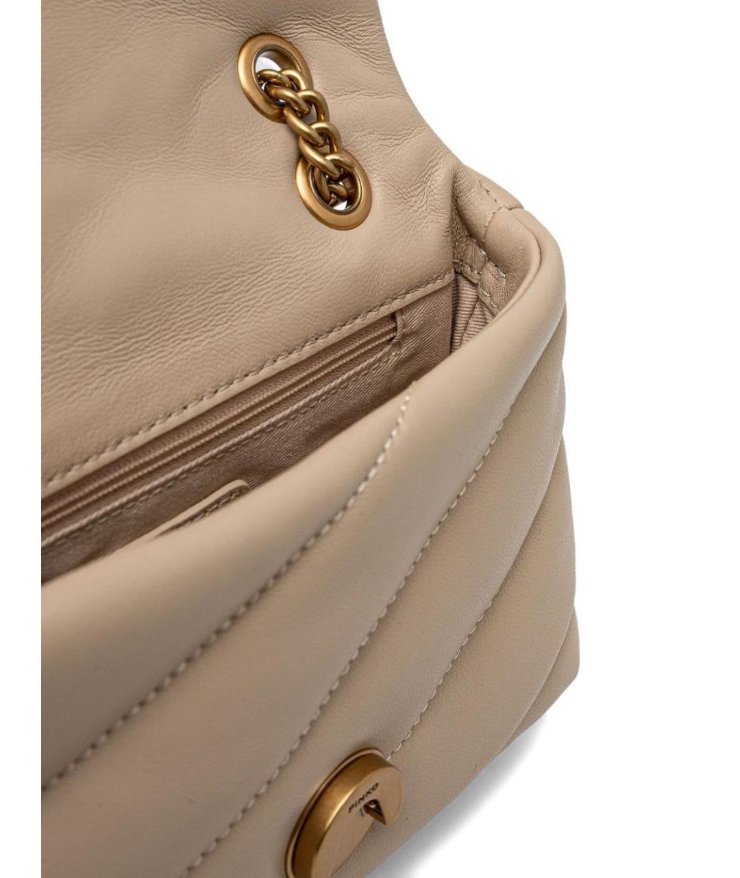 PINKO Бежевая кожаная сумка через плечо, фото 2