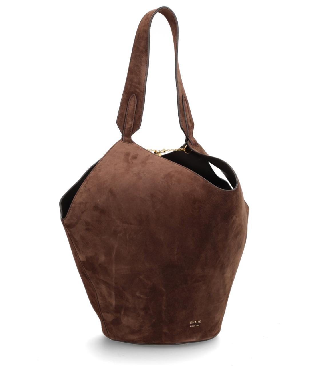 KHAITE Коричневая замшевая сумка тоут, фото 3