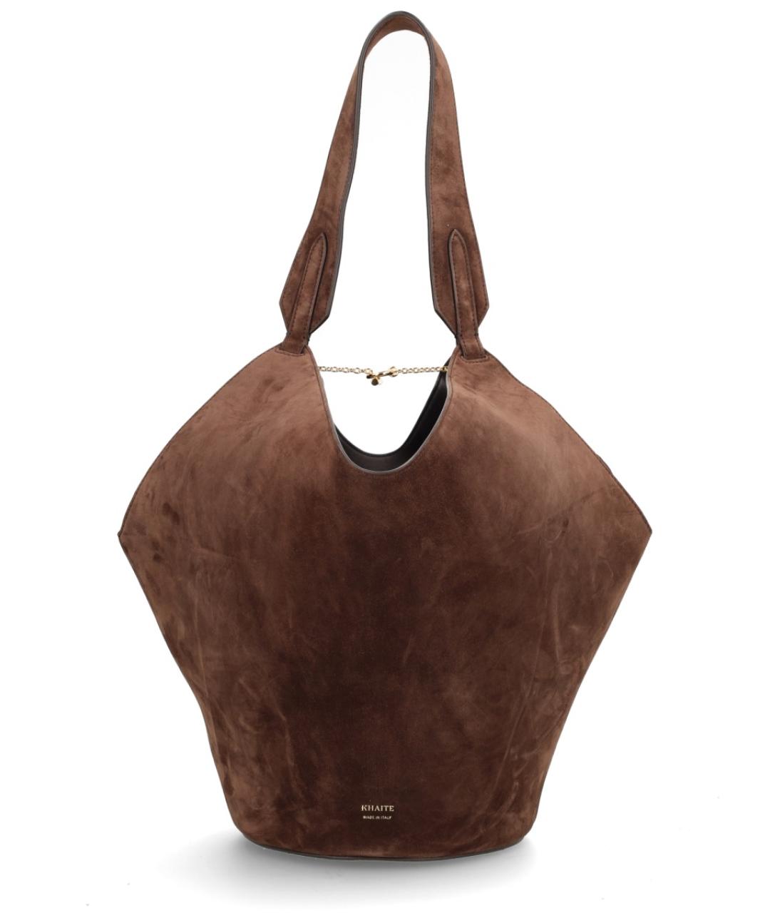 KHAITE Коричневая замшевая сумка тоут, фото 1