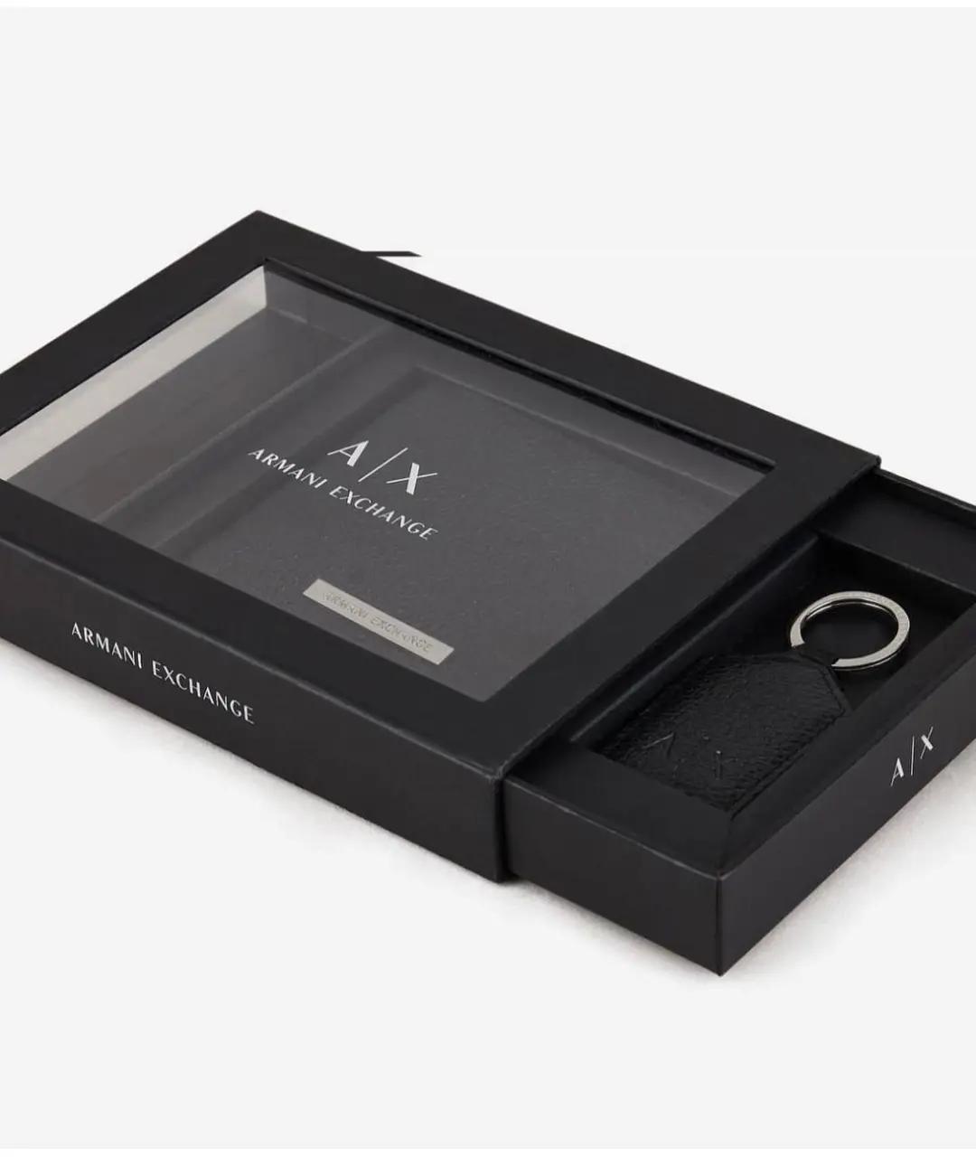 ARMANI EXCHANGE Черный кожаный кошелек, фото 2
