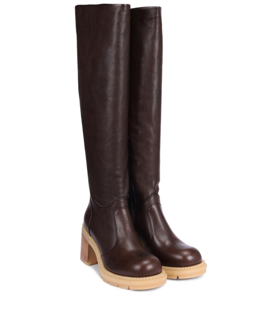 AGL Коричневые кожаные сапоги, фото 2