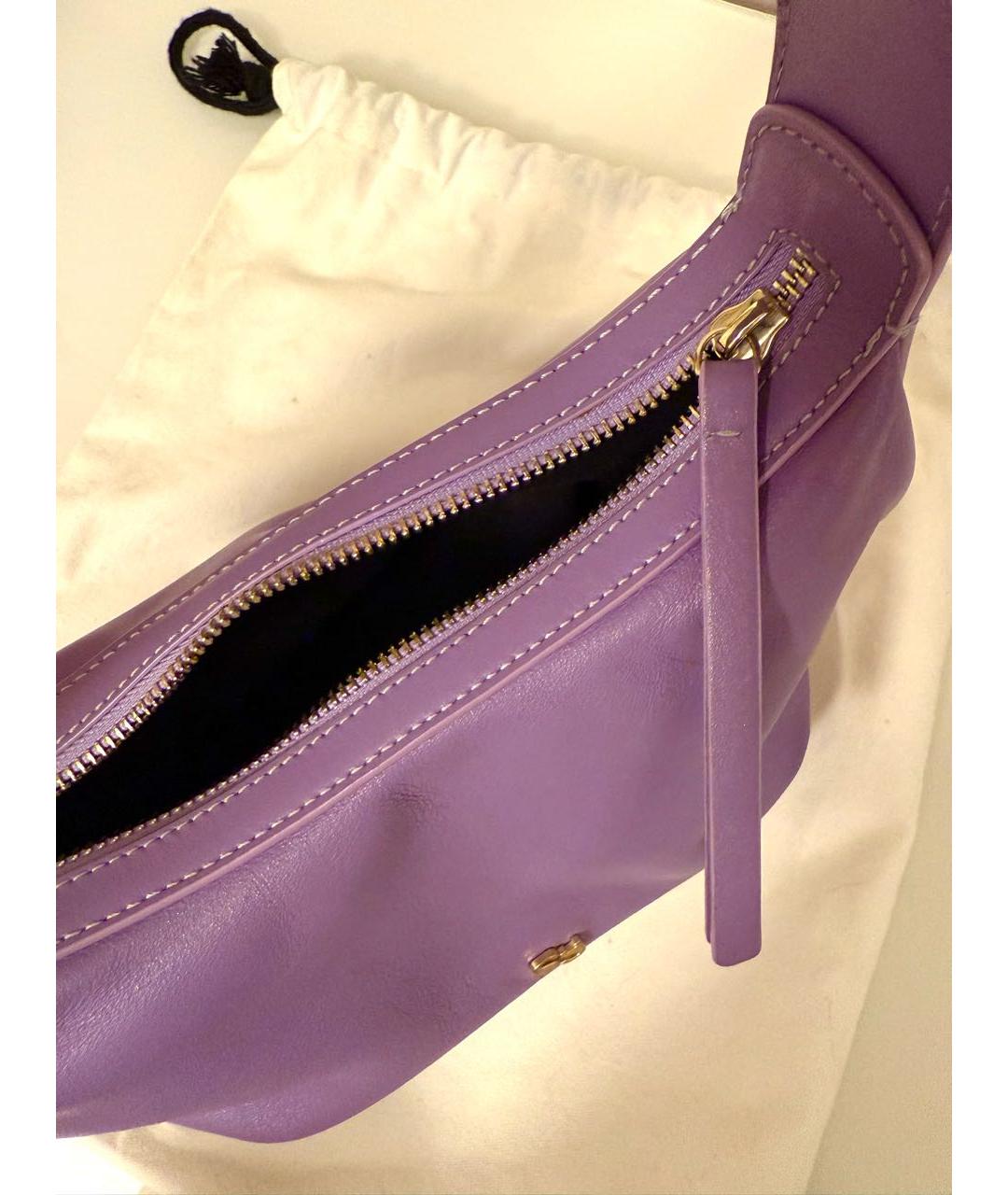YUZEFI Фиолетовая кожаная сумка с короткими ручками, фото 4