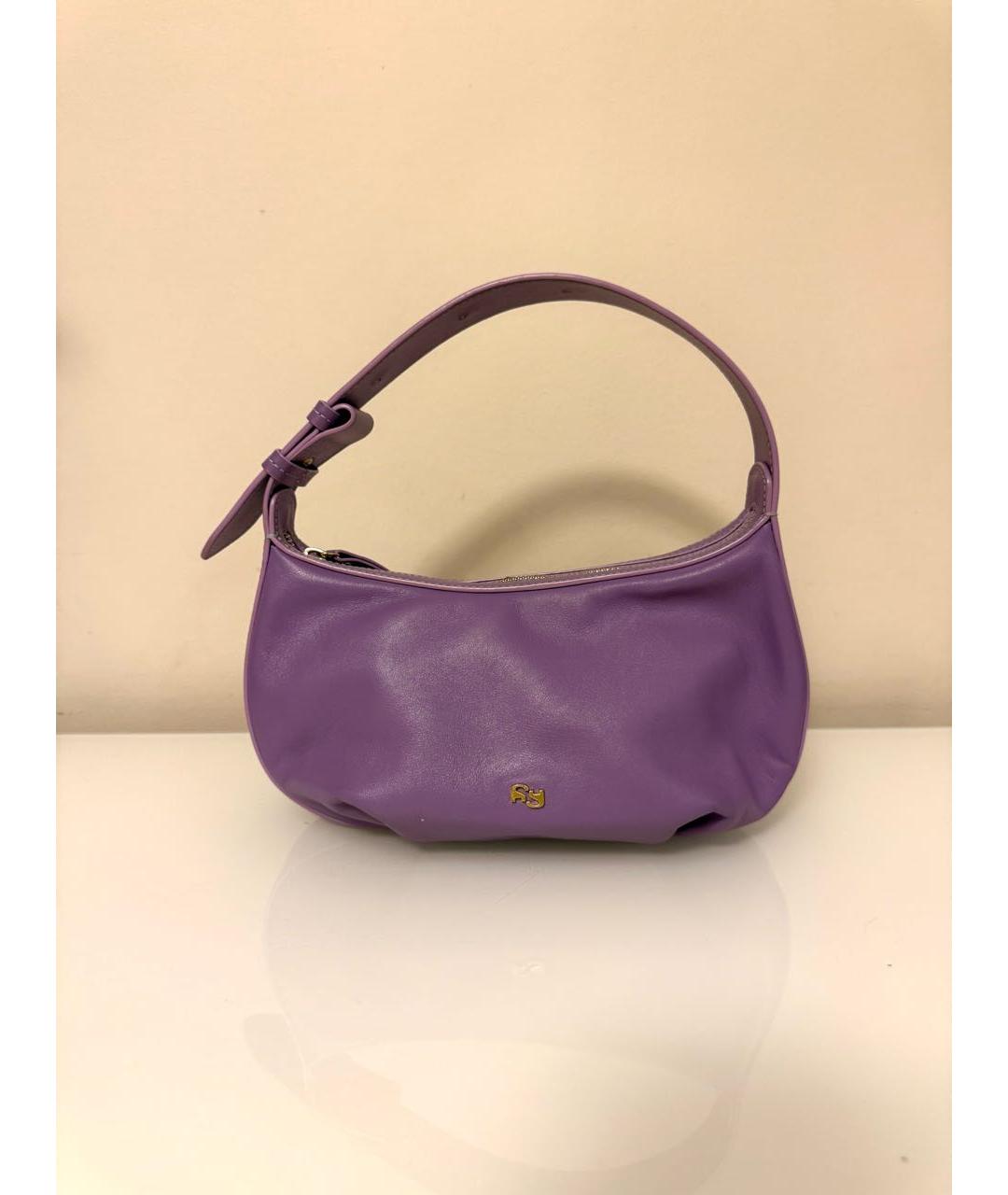 YUZEFI Фиолетовая кожаная сумка с короткими ручками, фото 6