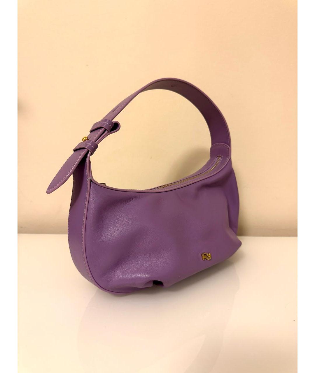 YUZEFI Фиолетовая кожаная сумка с короткими ручками, фото 2