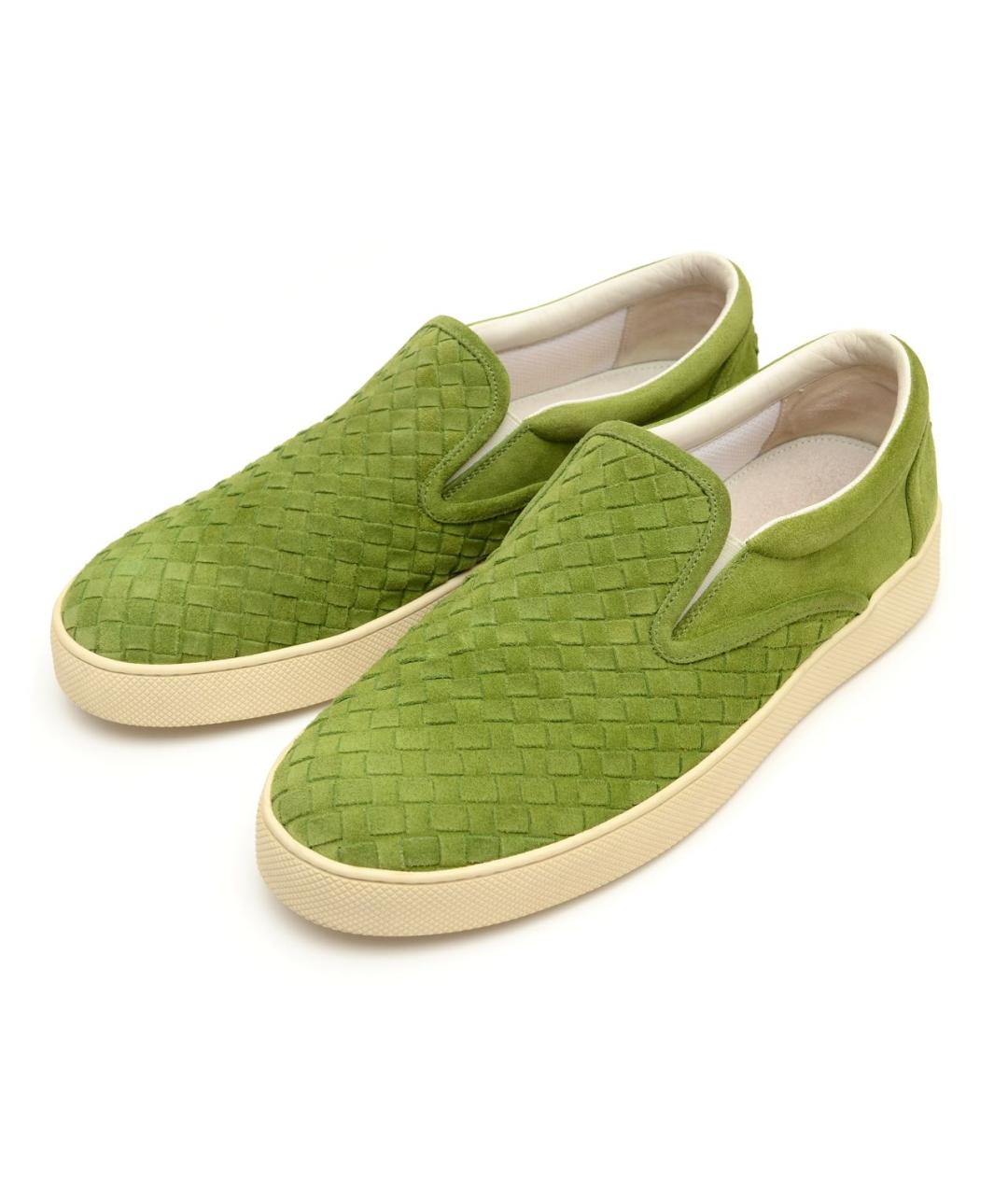 BOTTEGA VENETA Зеленые замшевые слипоны, фото 5