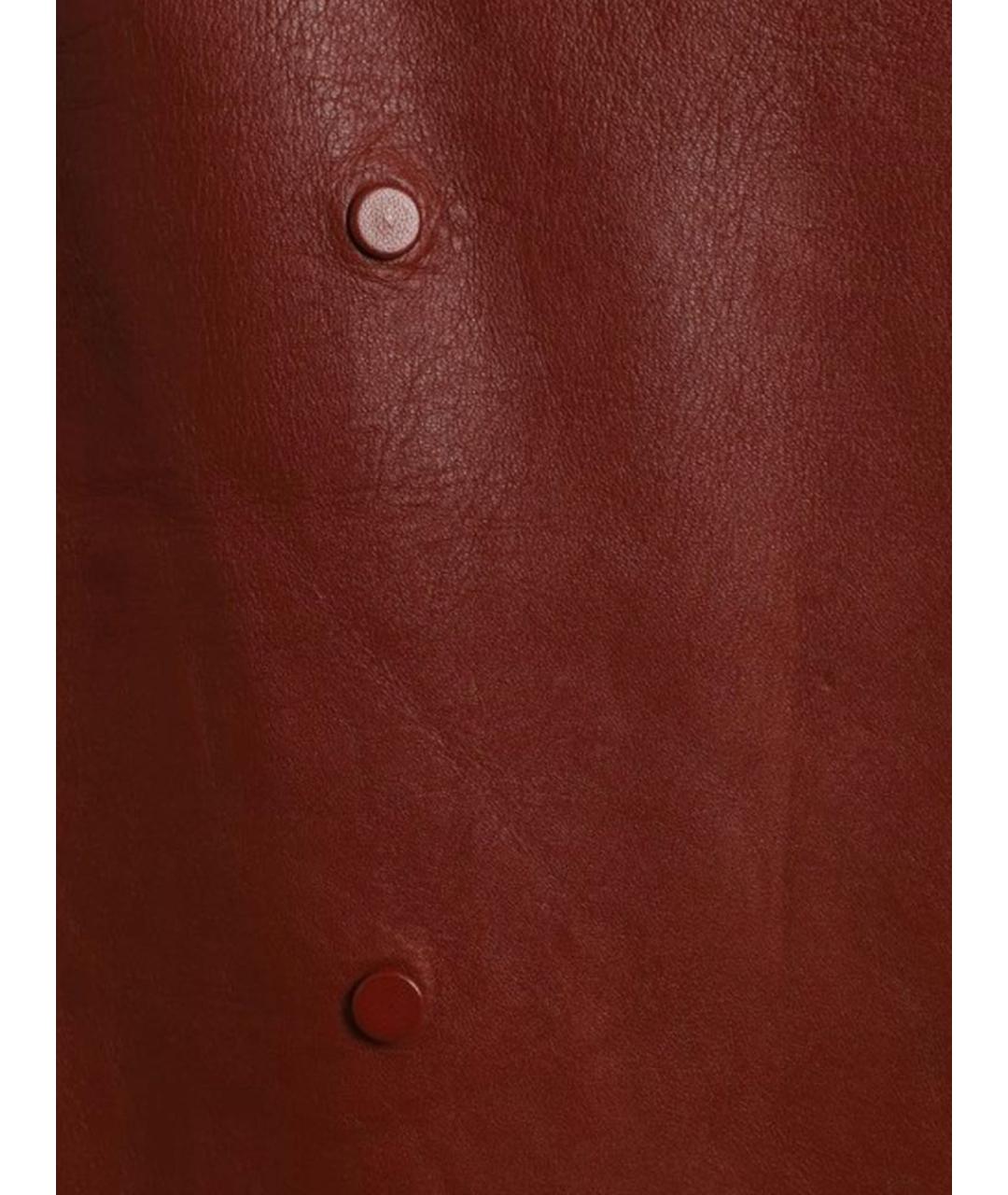 LORO PIANA Красная кожаная юбка миди, фото 5