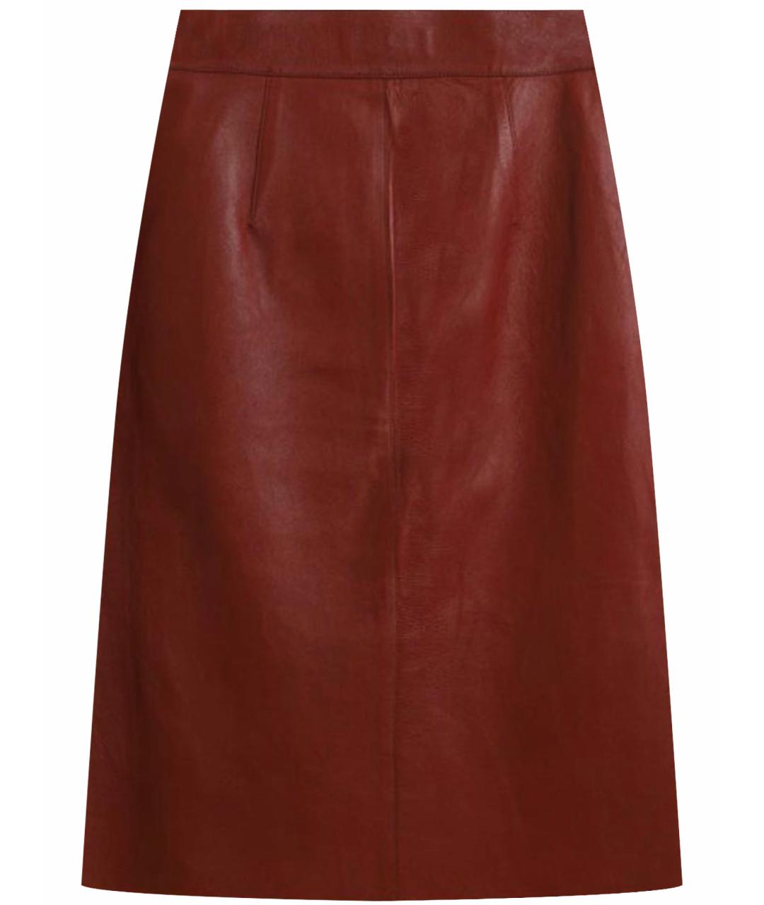 LORO PIANA Красная кожаная юбка миди, фото 6