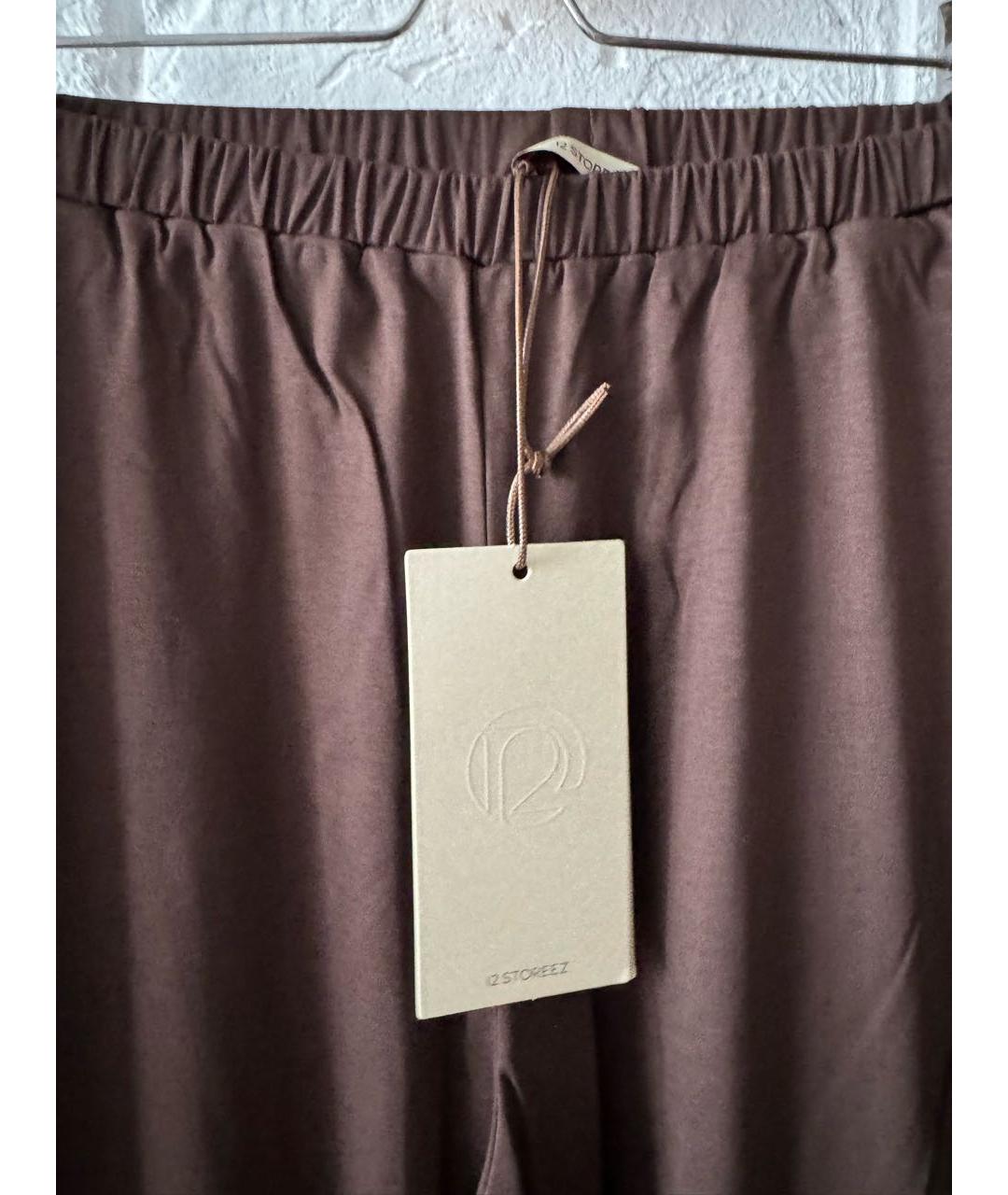 12 STOREEZ Коричневые хлопковые брюки широкие, фото 3