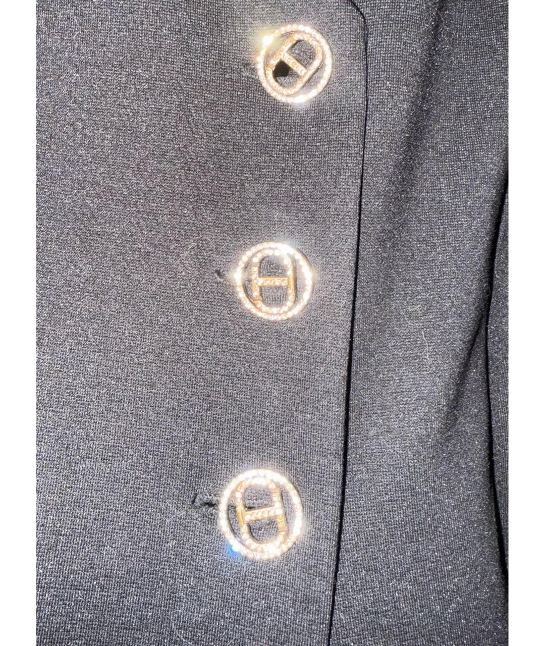 TWIN-SET Черное вискозное коктейльное платье, фото 4