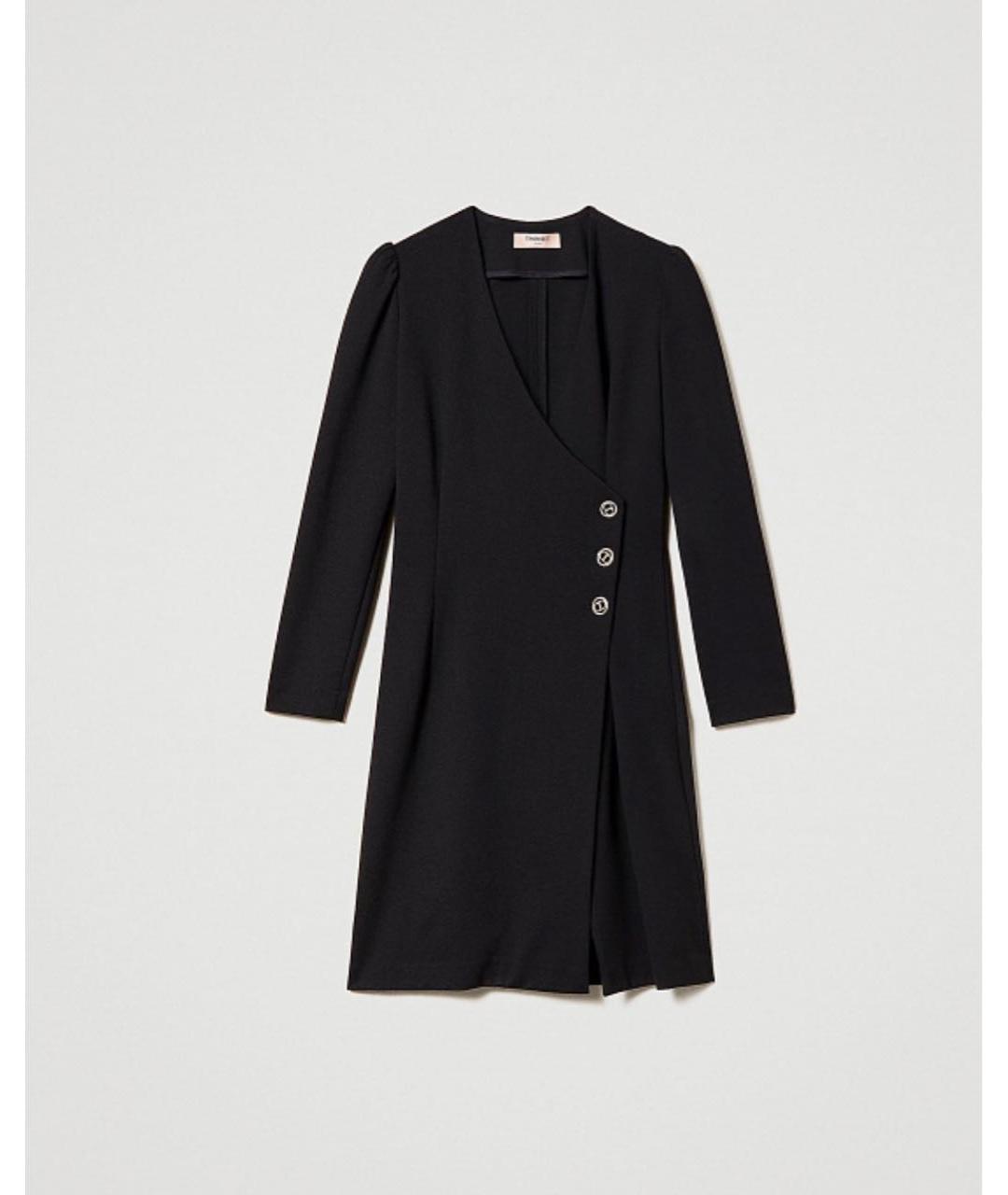 TWIN-SET Черное вискозное коктейльное платье, фото 8