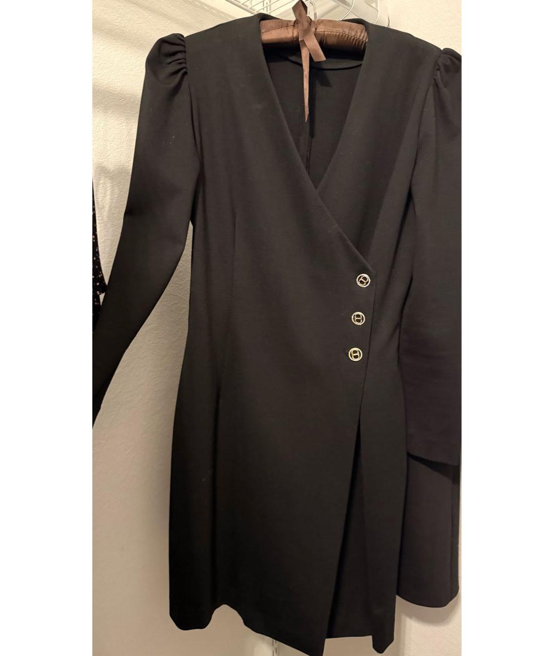 TWIN-SET Черное вискозное коктейльное платье, фото 5