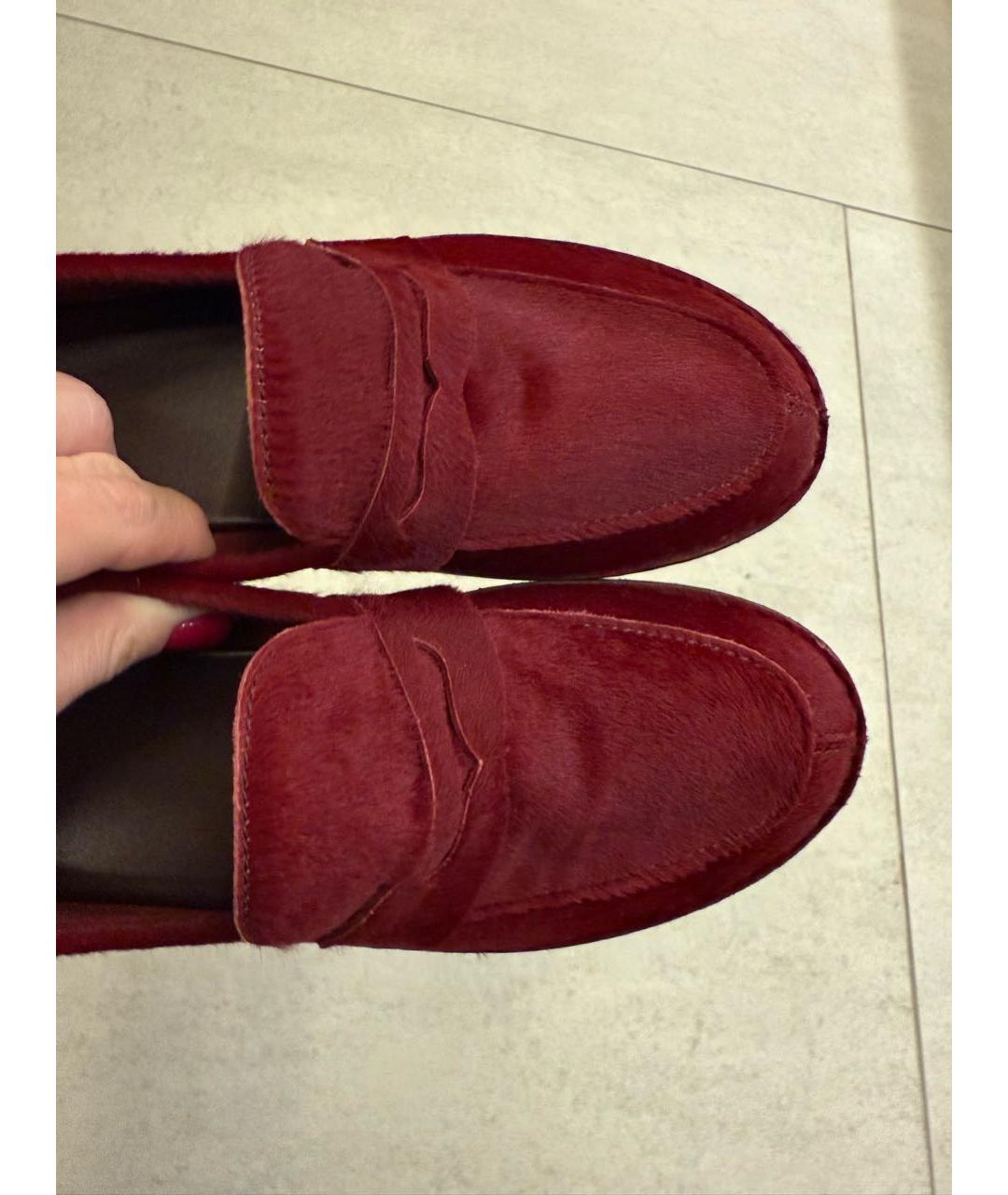 THE ROW Бордовые кожаные лоферы, фото 6