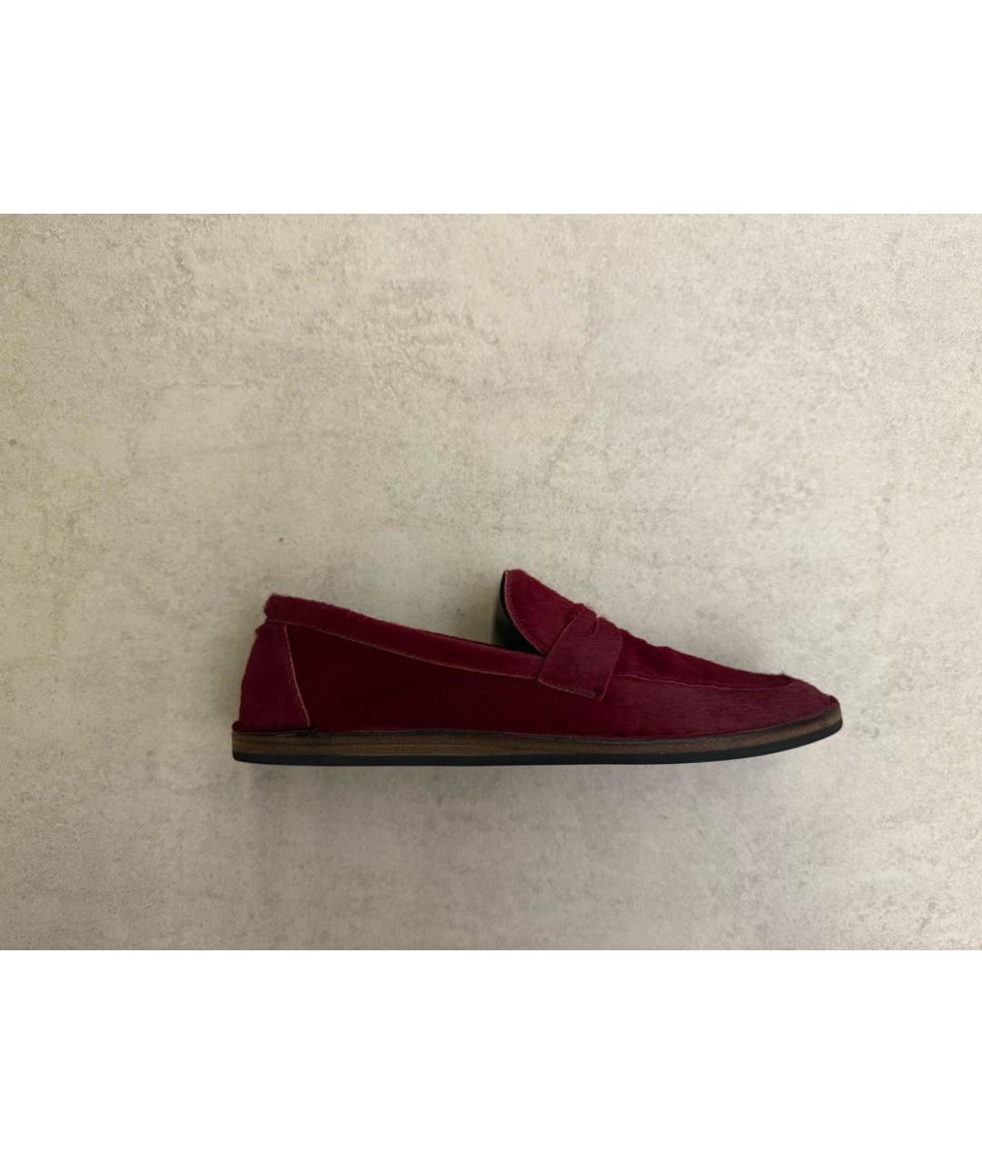 THE ROW Бордовые кожаные лоферы, фото 7