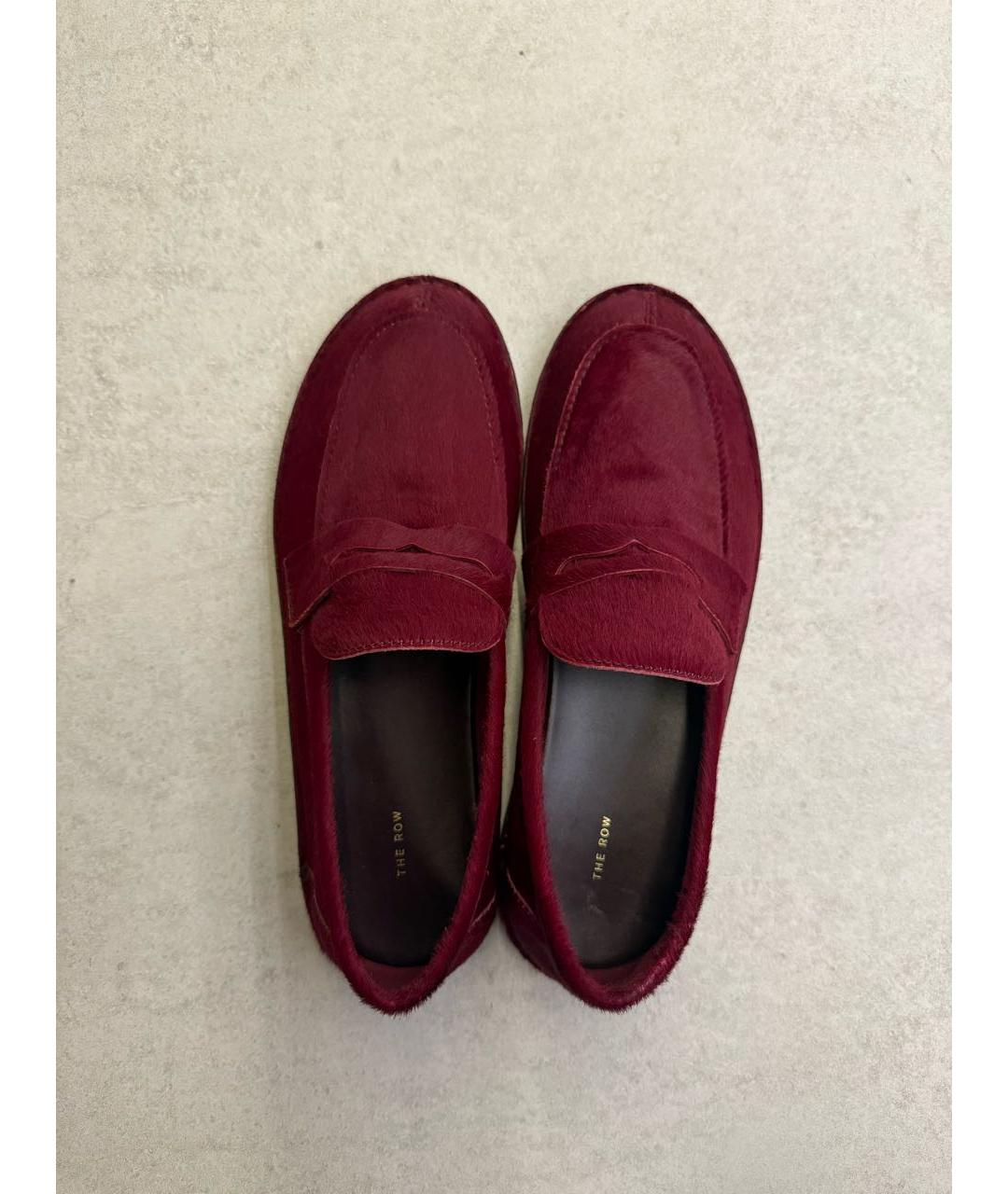 THE ROW Бордовые кожаные лоферы, фото 4