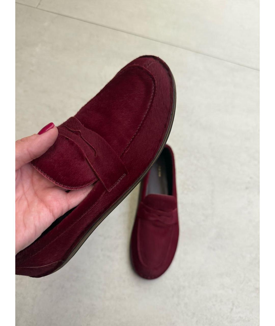 THE ROW Бордовые кожаные лоферы, фото 5