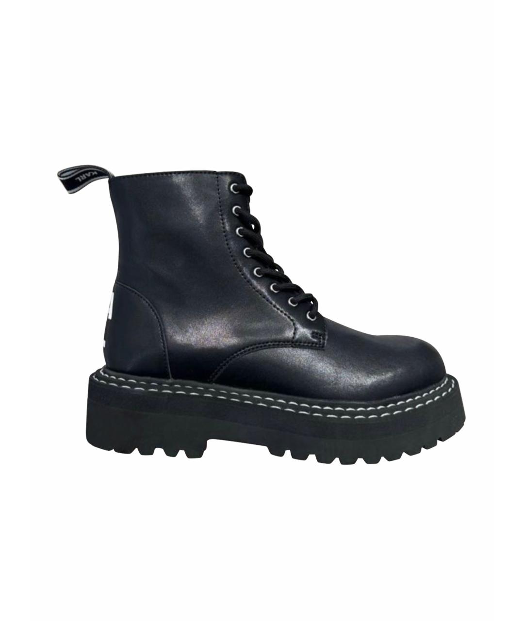 KARL LAGERFELD Черные кожаные ботинки, фото 1