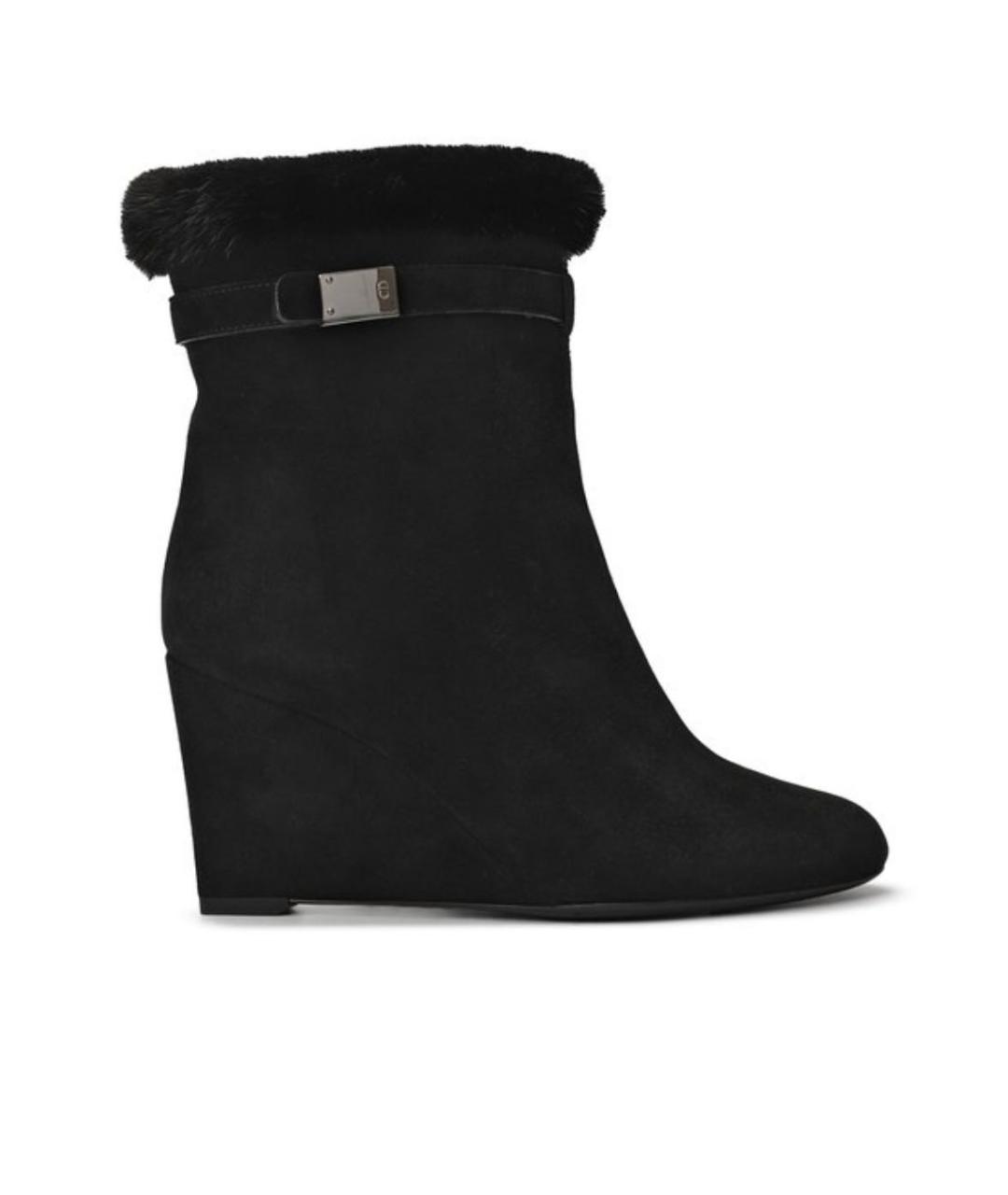 CHRISTIAN DIOR Черные нубуковые ботильоны, фото 1