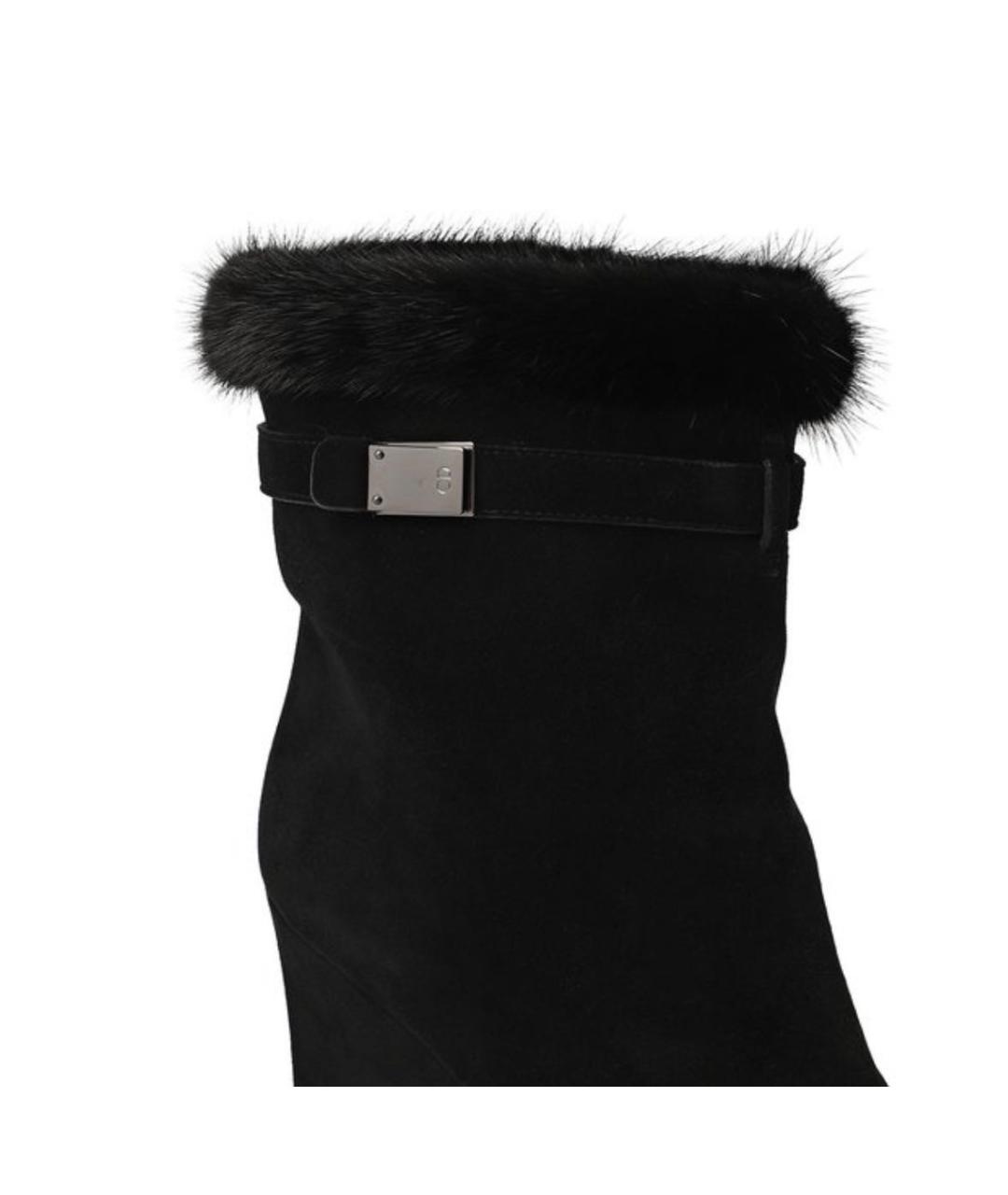 CHRISTIAN DIOR Черные нубуковые ботильоны, фото 6