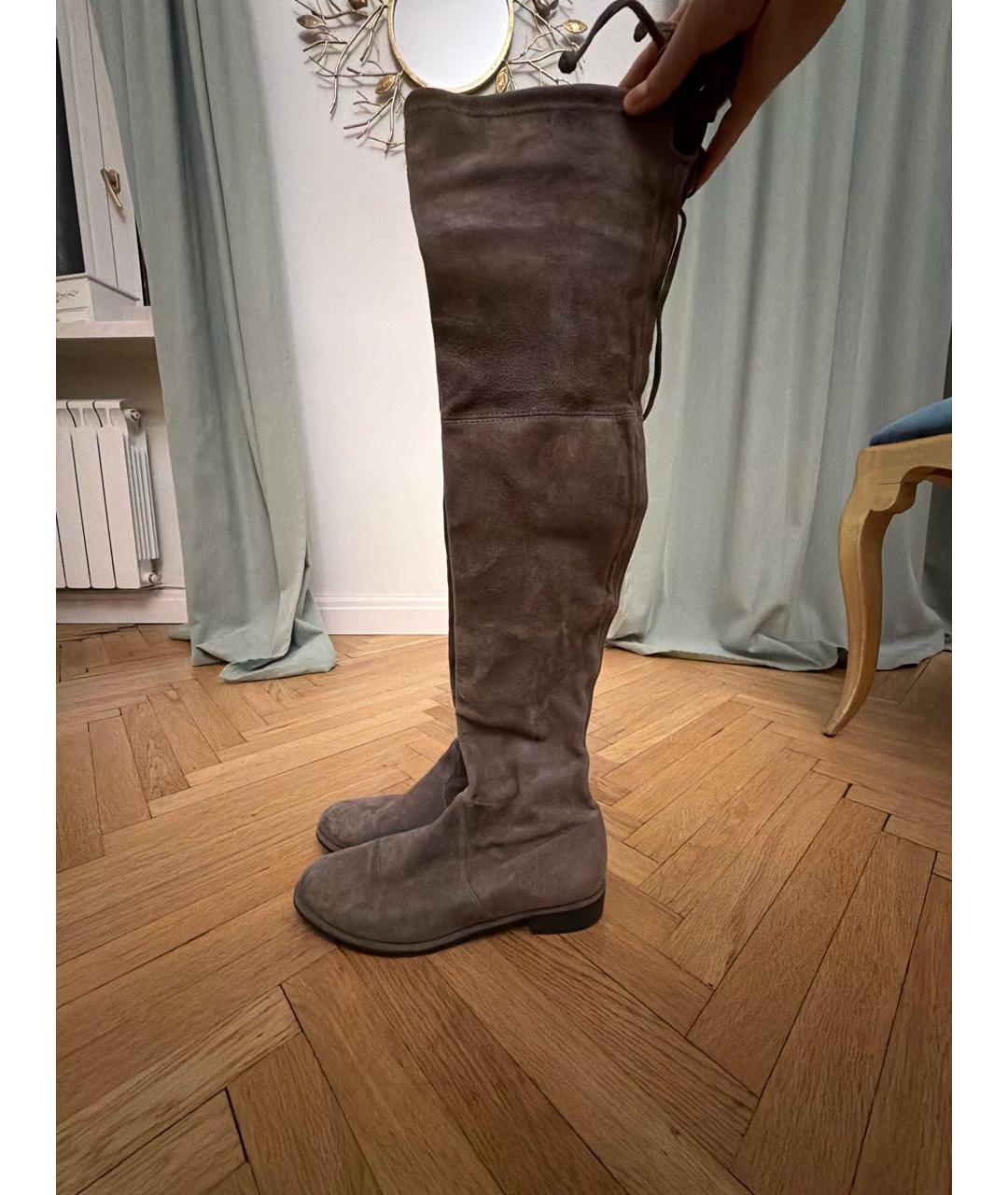 STUART WEITZMAN Серые замшевые ботфорты, фото 6