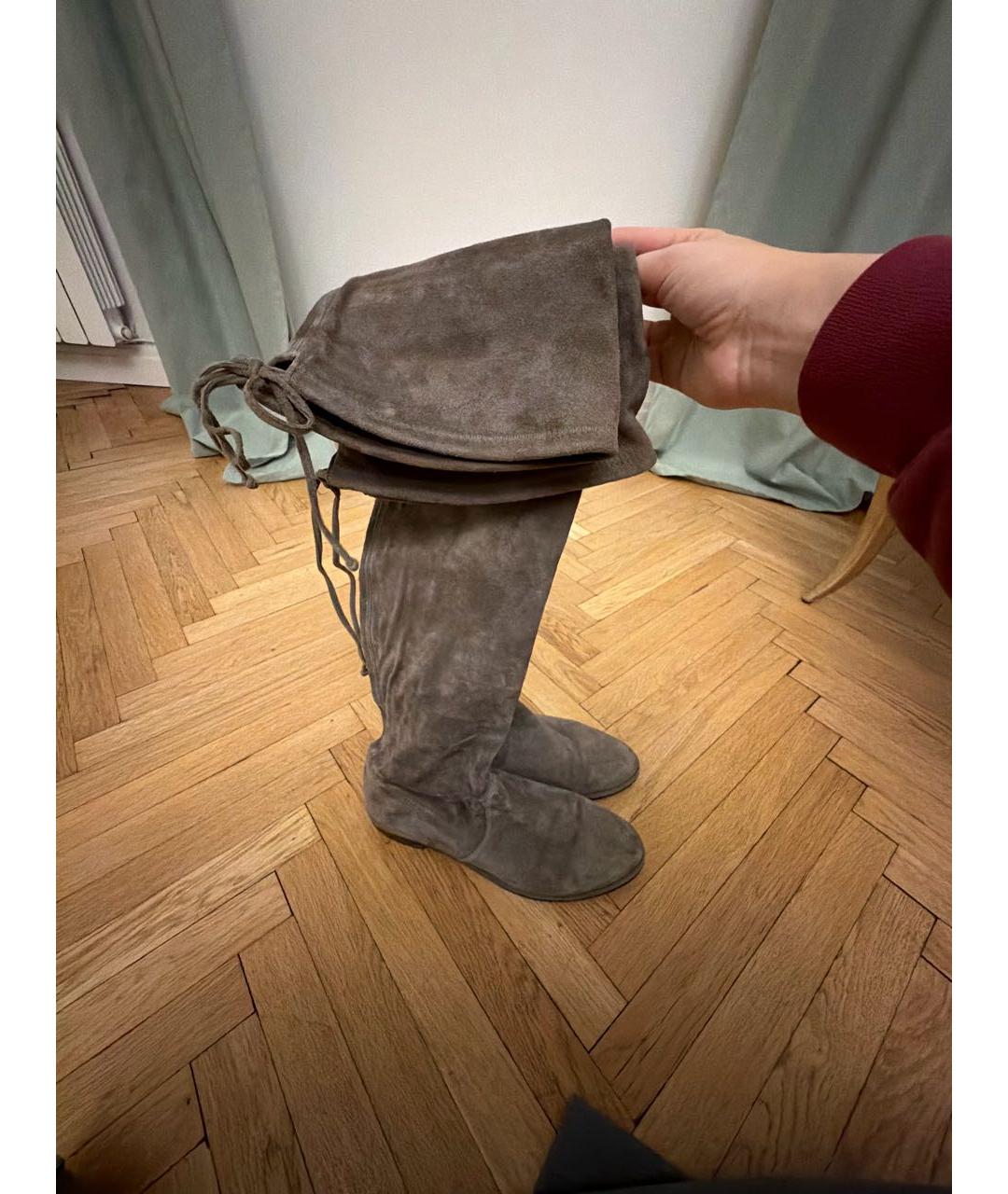 STUART WEITZMAN Серые замшевые ботфорты, фото 5