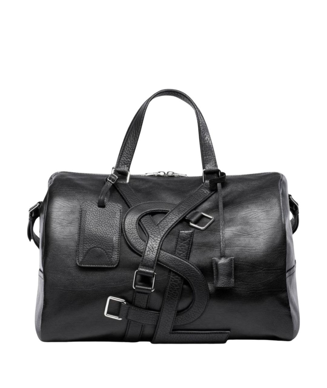 SAINT LAURENT Черная кожаная дорожная/спортивная сумка, фото 1