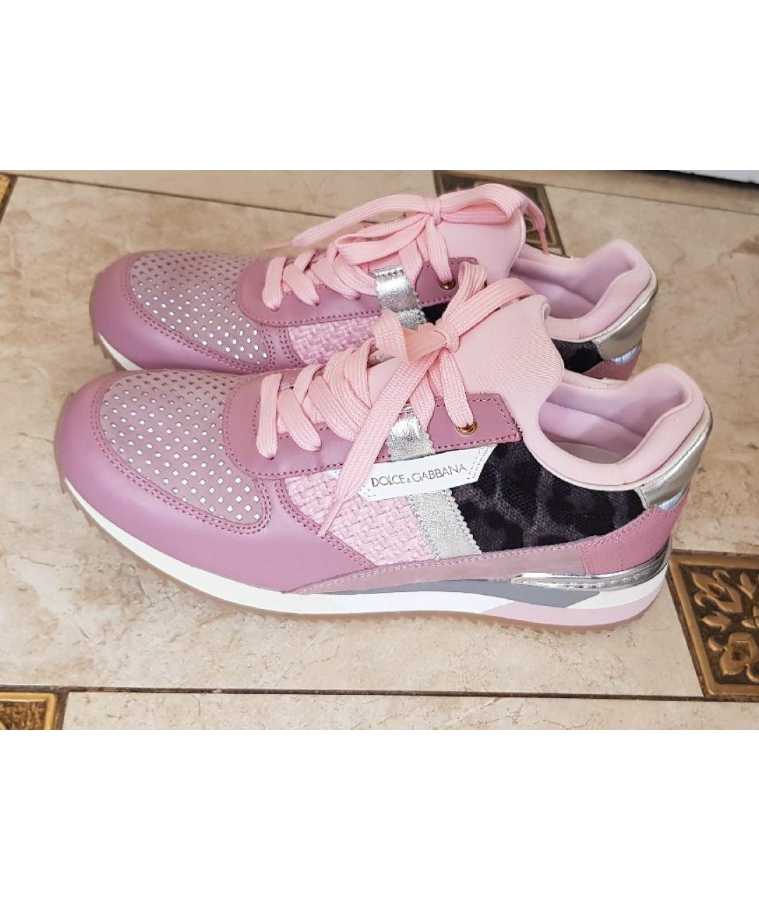 DOLCE&GABBANA Розовые кожаные кроссовки, фото 8