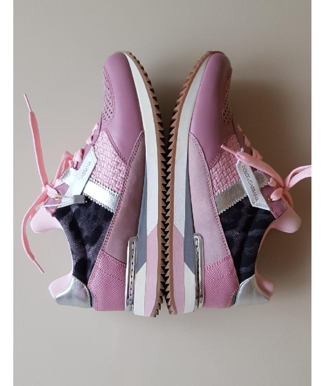 DOLCE&GABBANA Розовые кожаные кроссовки, фото 7
