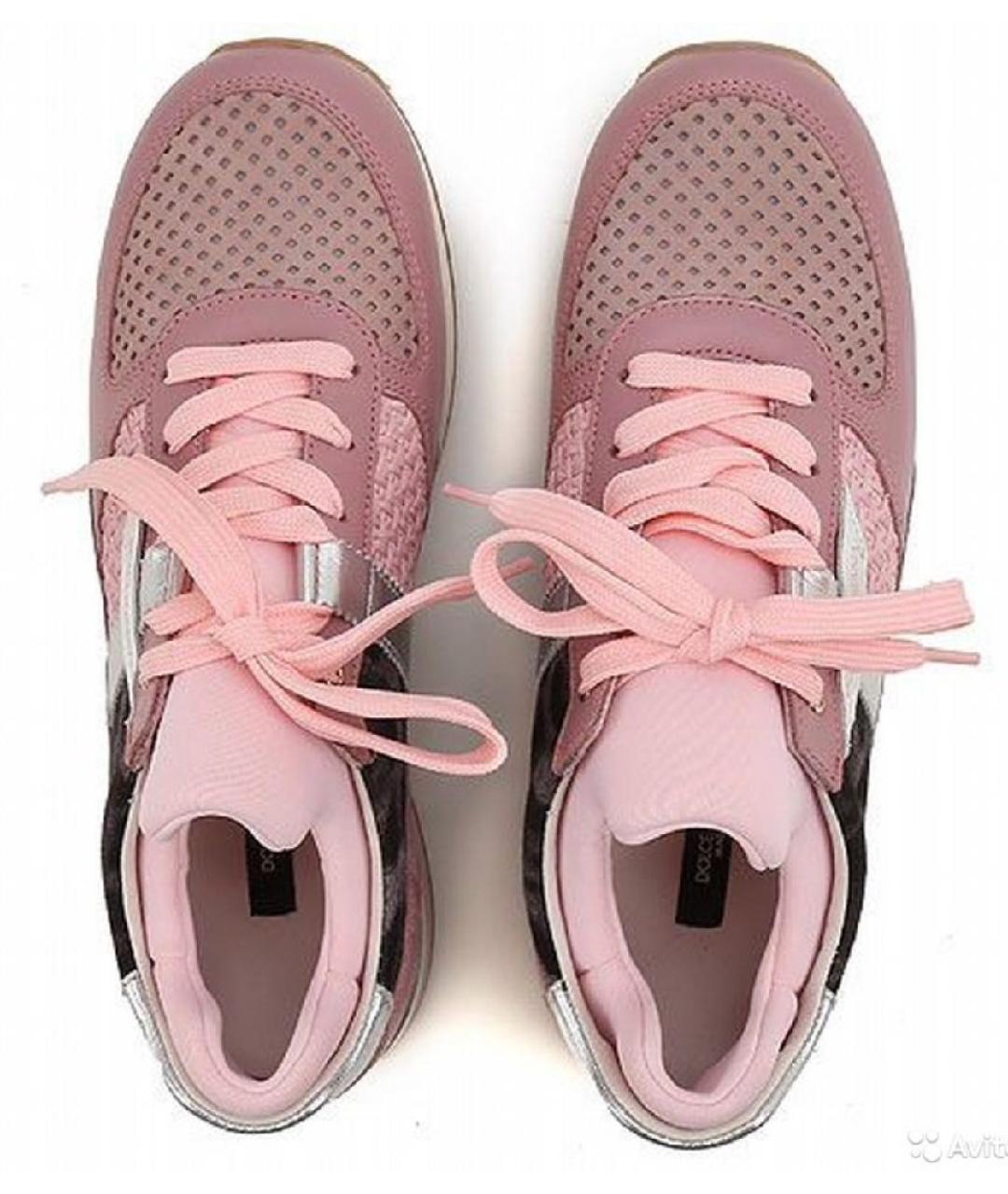 DOLCE&GABBANA Розовые кожаные кроссовки, фото 3