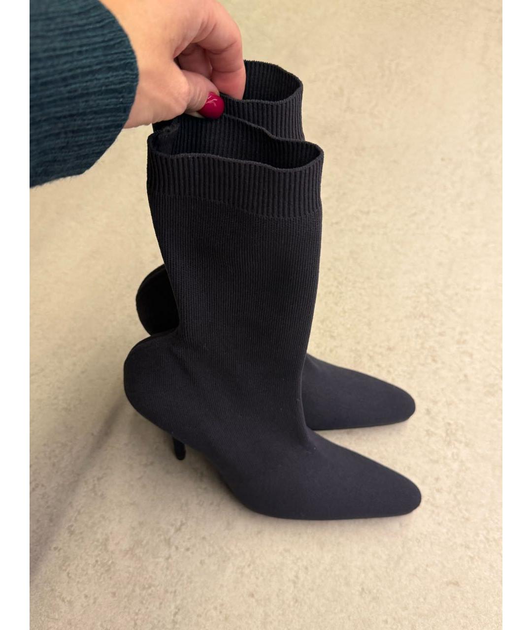 BALENCIAGA Антрацитовые текстильные ботильоны, фото 4