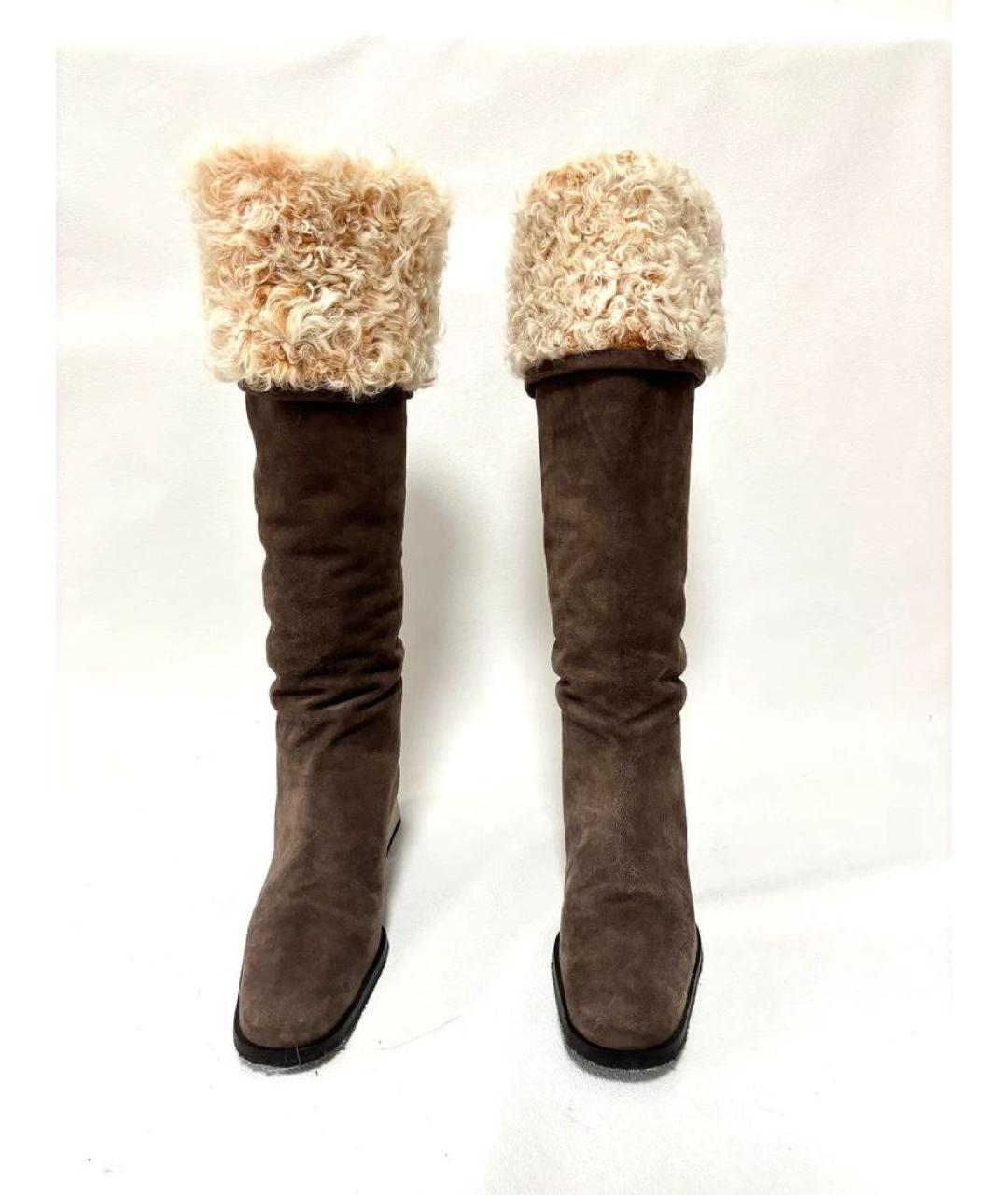 CHANEL Коричневые замшевые сапоги, фото 2