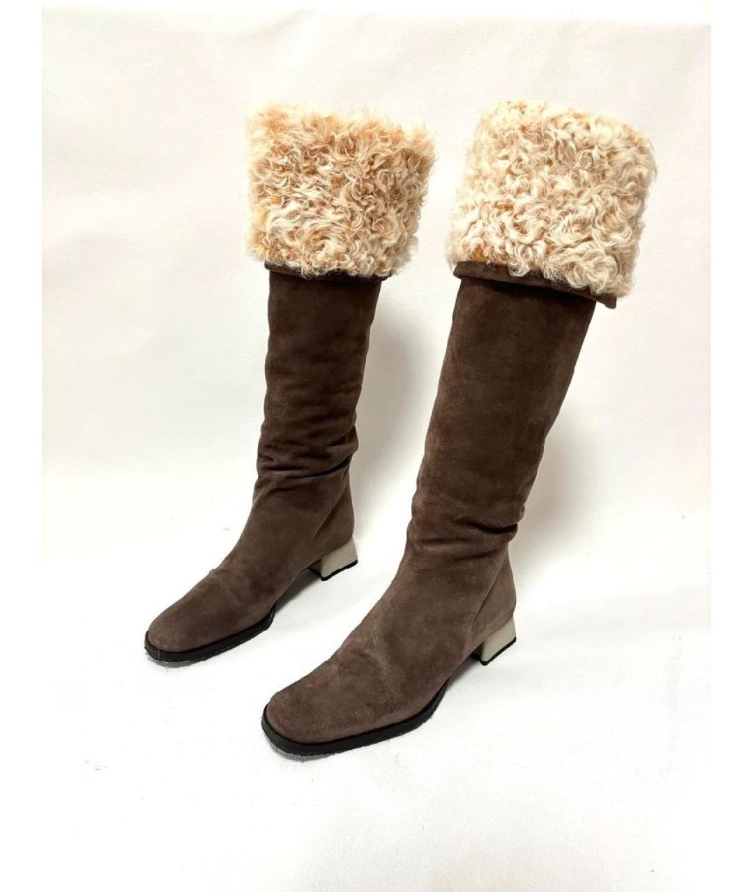CHANEL Коричневые замшевые сапоги, фото 5
