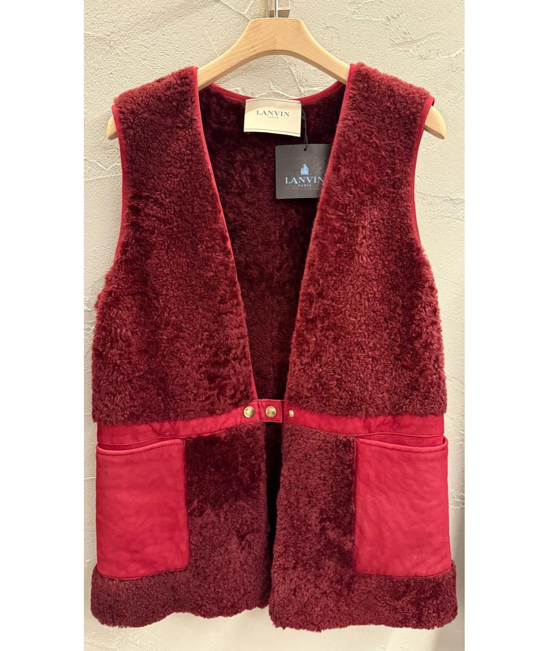 LANVIN Бордовый меховой жакет/пиджак, фото 4