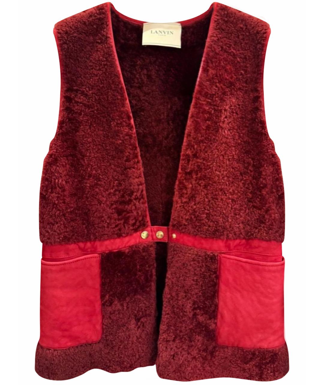 LANVIN Бордовый меховой жакет/пиджак, фото 1