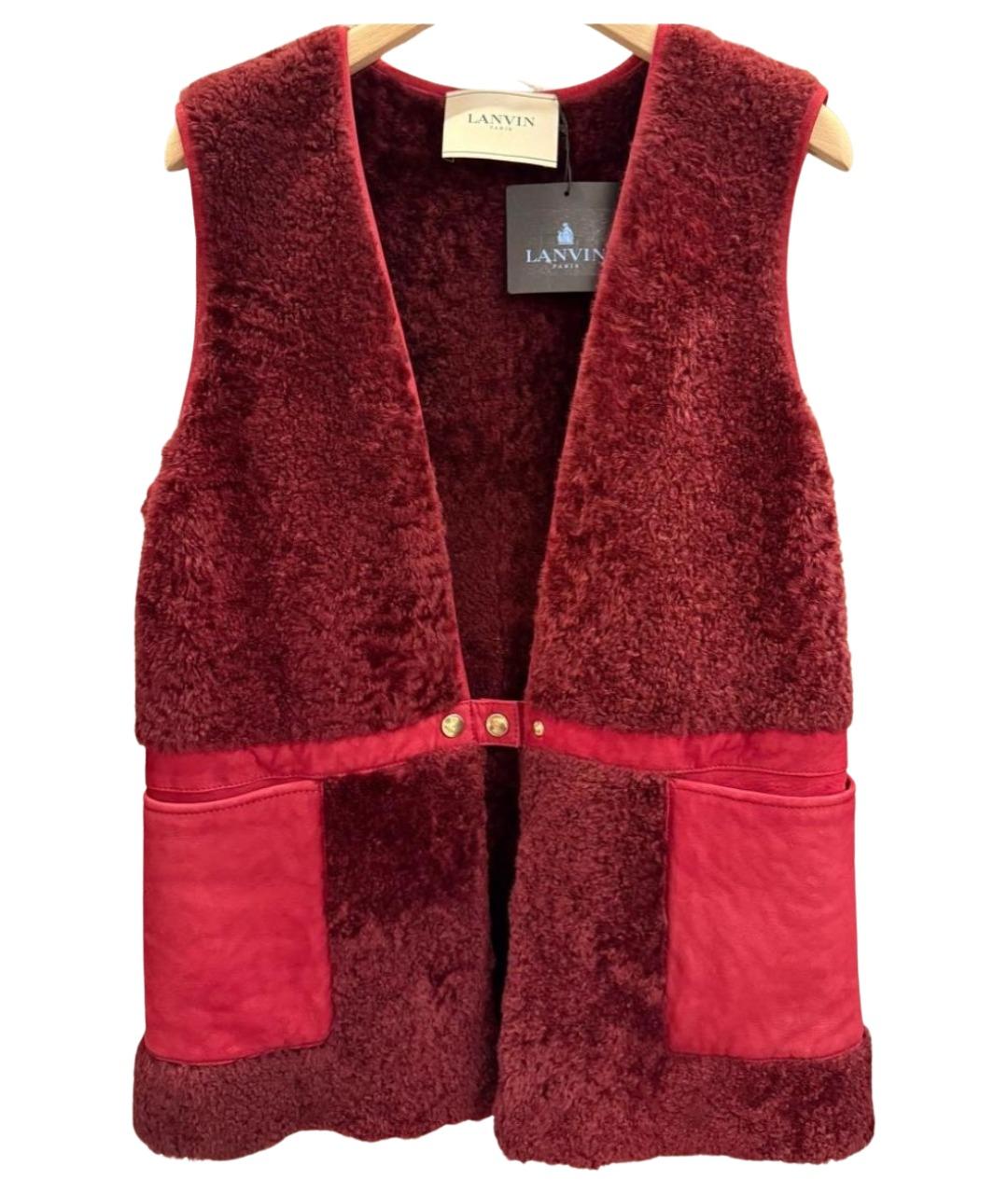LANVIN Бордовый меховой жакет/пиджак, фото 5