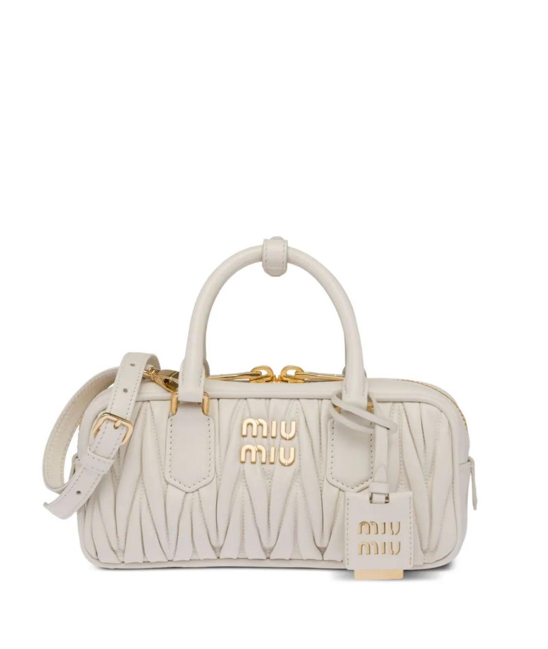 MIU MIU Белая кожаная сумка с короткими ручками, фото 1