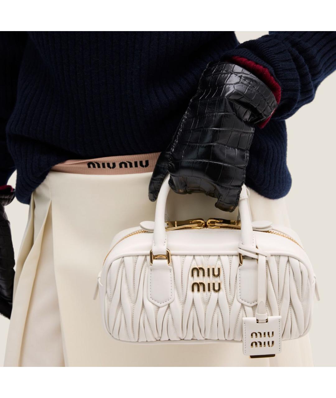 MIU MIU Белая кожаная сумка с короткими ручками, фото 2