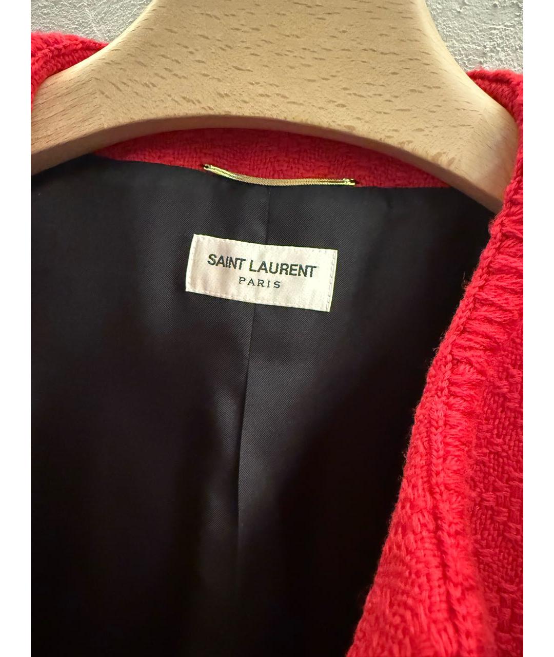 SAINT LAURENT Красный шерстяной жакет/пиджак, фото 4