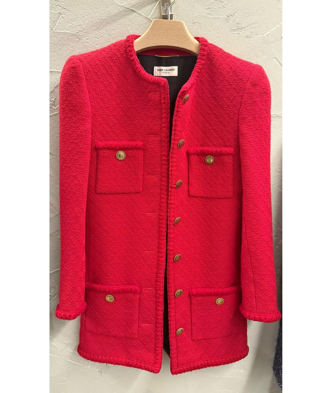 SAINT LAURENT Красный шерстяной жакет/пиджак, фото 6