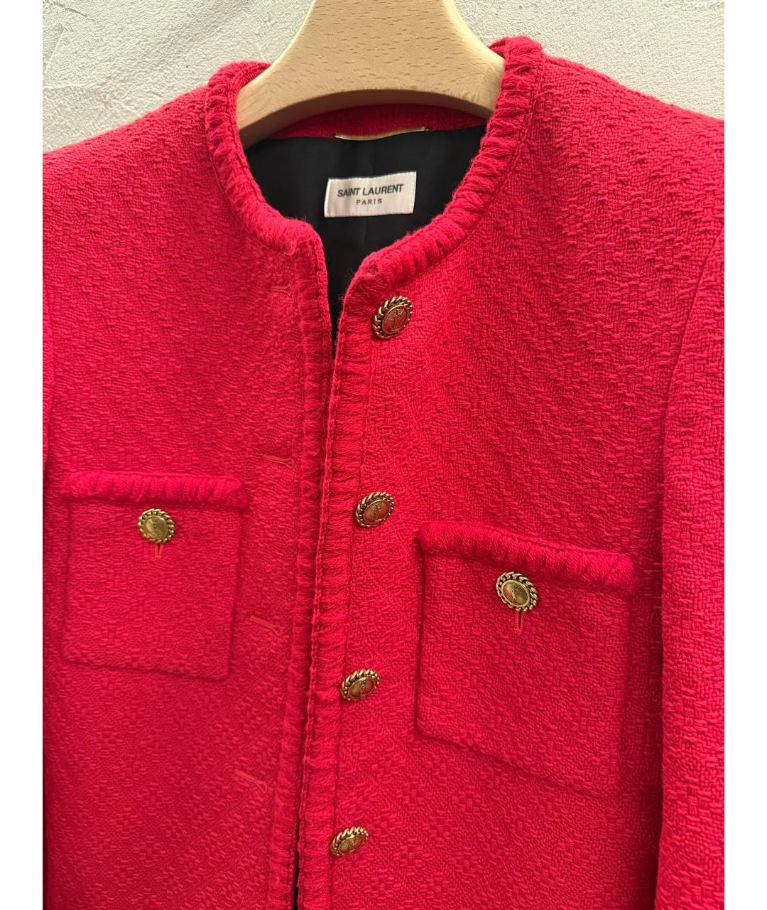 SAINT LAURENT Красный шерстяной жакет/пиджак, фото 3