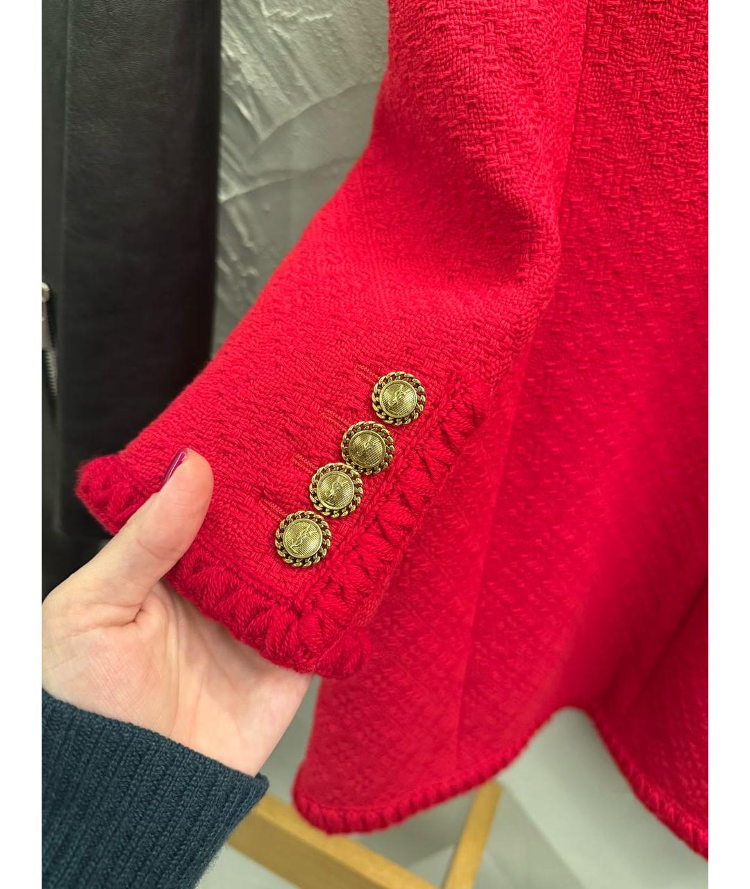 SAINT LAURENT Красный шерстяной жакет/пиджак, фото 5