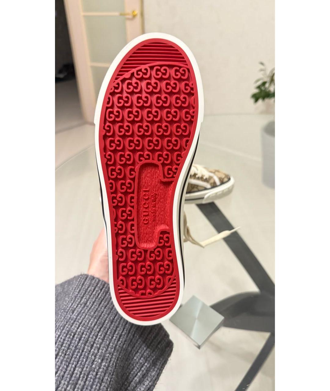 GUCCI Коричневые текстильные кеды, фото 6