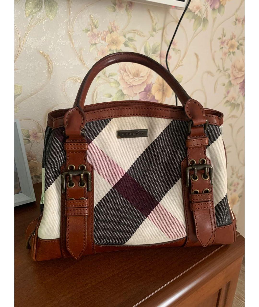 BURBERRY Мульти тканевая сумка с короткими ручками, фото 5