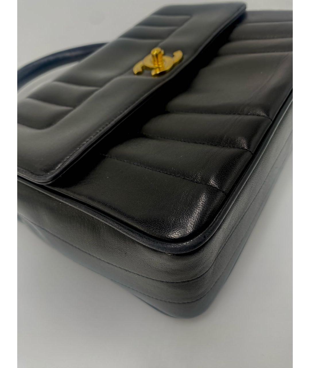 CHANEL Черная кожаная сумка с короткими ручками, фото 8