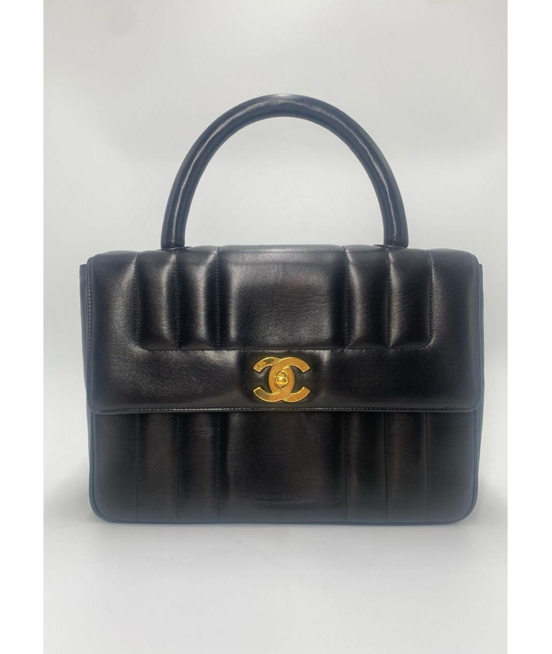 CHANEL Черная кожаная сумка с короткими ручками, фото 9