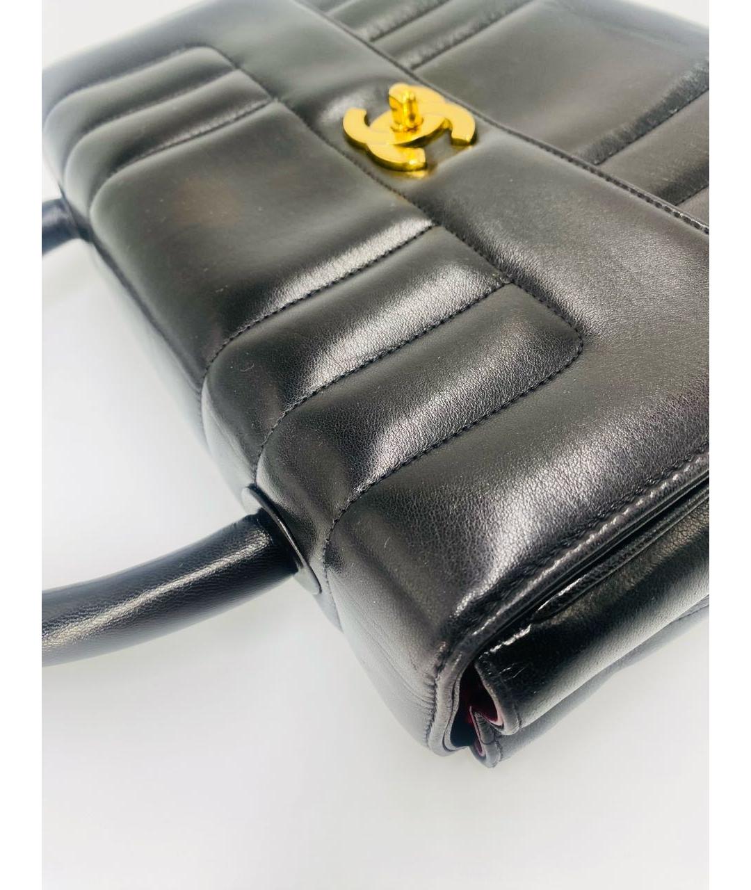 CHANEL Черная кожаная сумка с короткими ручками, фото 7