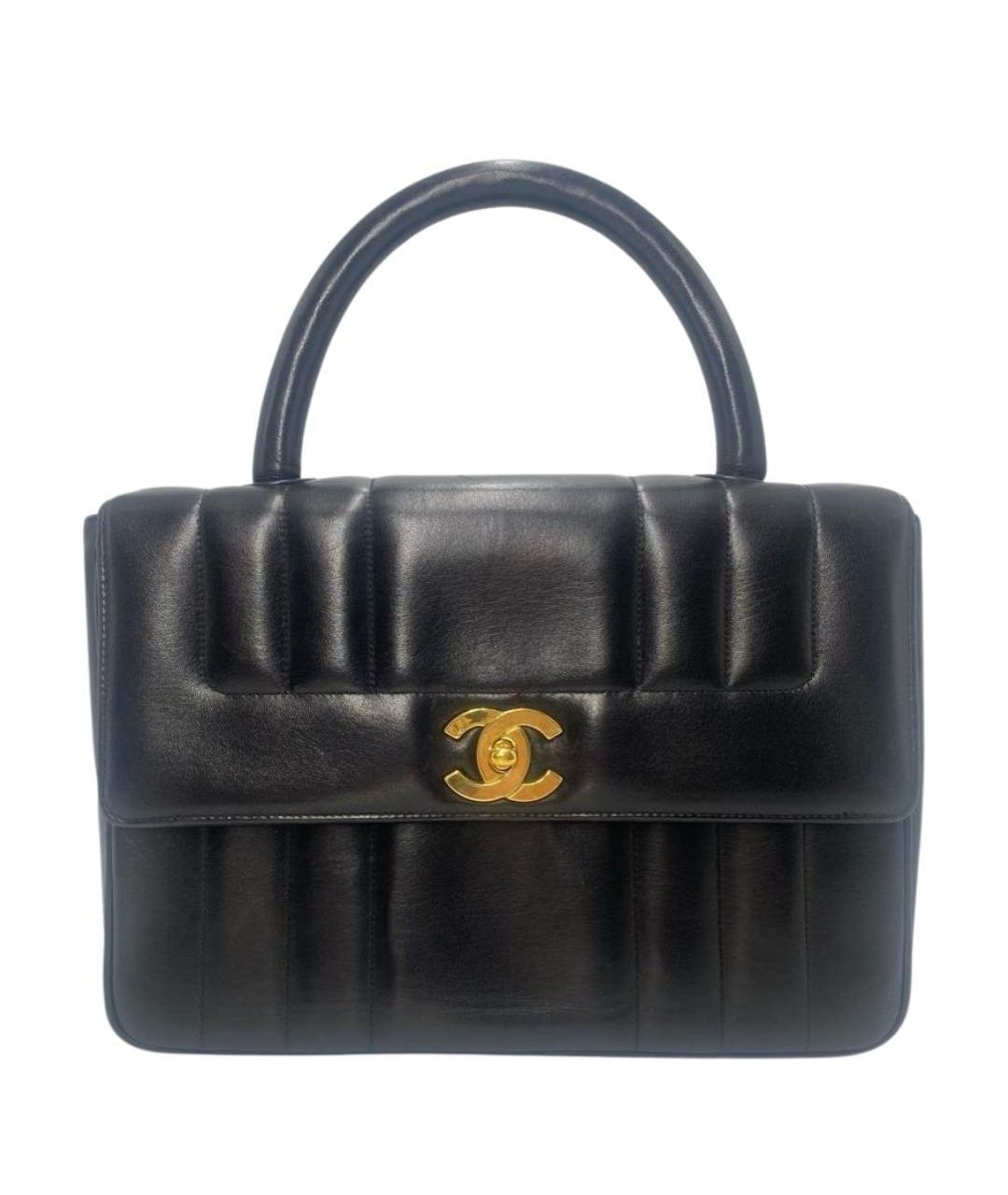 CHANEL Черная кожаная сумка с короткими ручками, фото 1