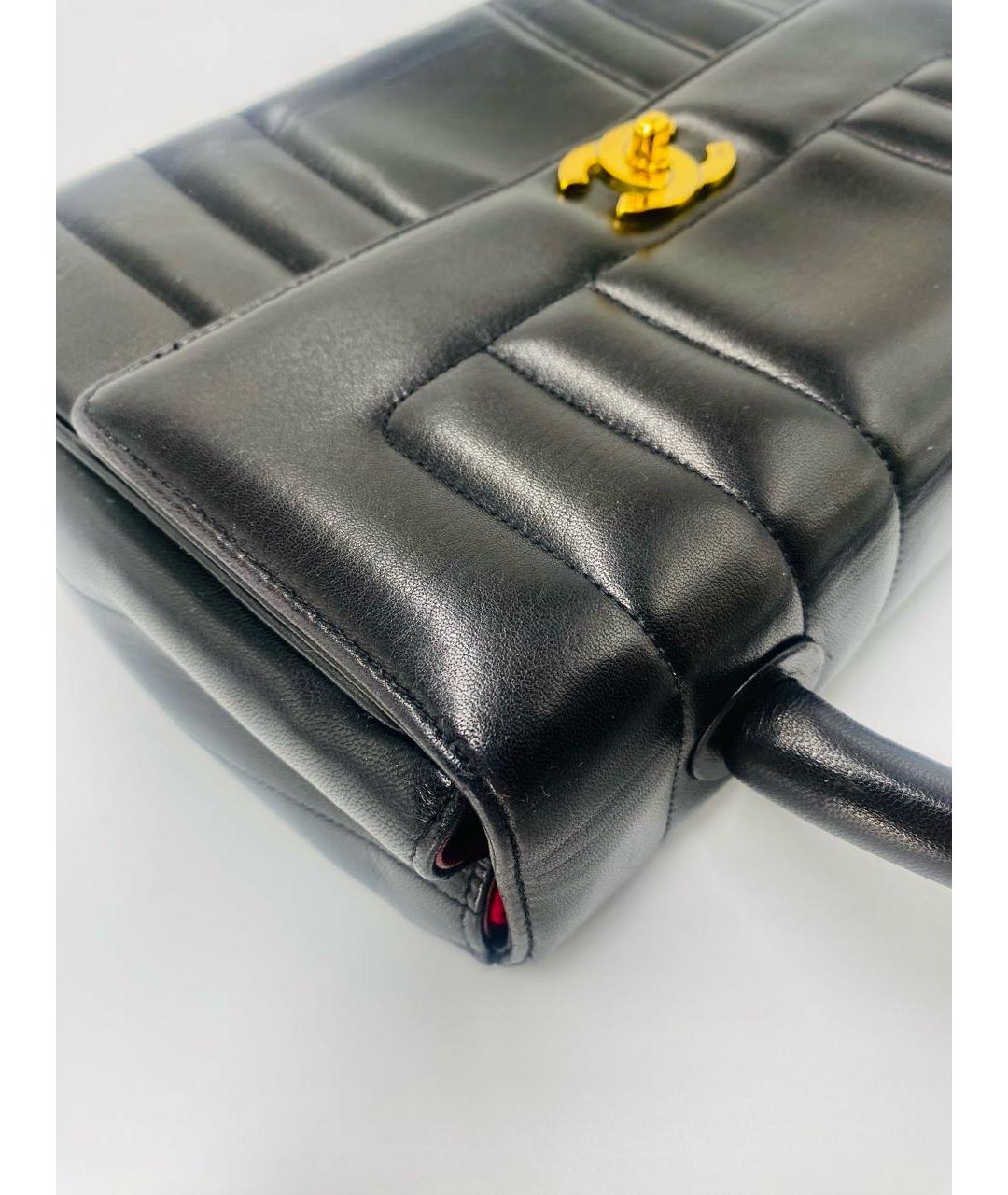 CHANEL Черная кожаная сумка с короткими ручками, фото 5