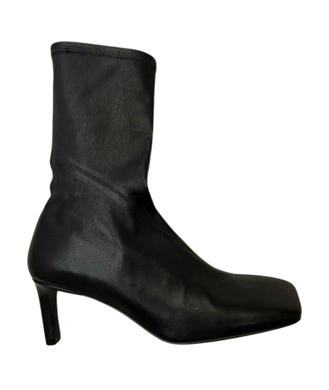 JIL SANDER Черные кожаные ботильоны, фото 1