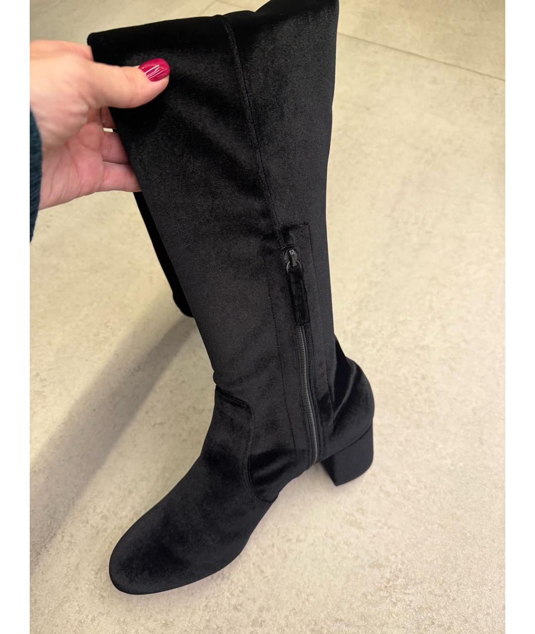 AQUAZZURA Черные текстильные ботфорты, фото 4